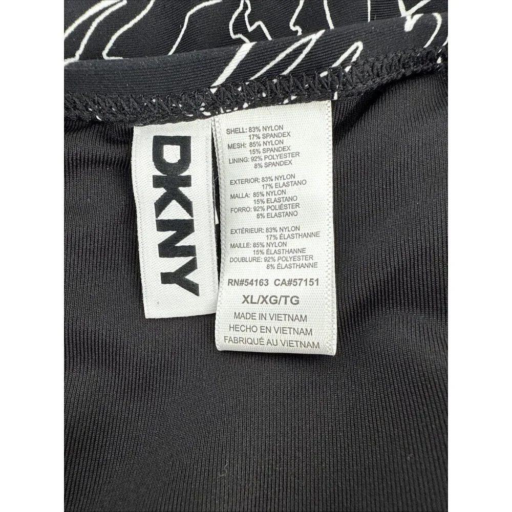 DKNY Women's Size XL Black White Sweetheart Twist Front One Piece Swimsuit New - Picture 7 of 11